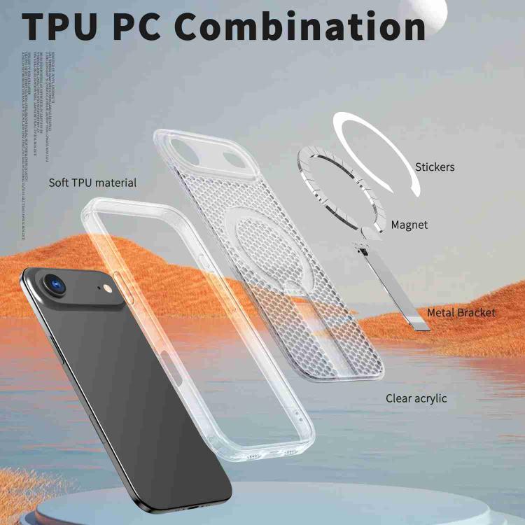 For iPhone Air kalebol Honeycomb Cooling MagSafe Holder Phone Case(Frosted Transparent) by Kalebol