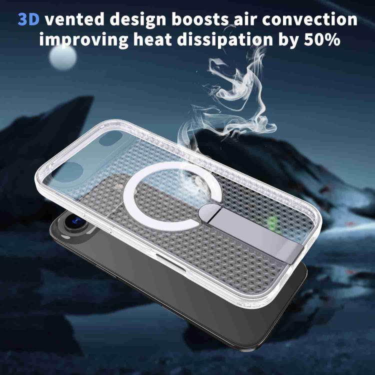 For iPhone Air kalebol Honeycomb Cooling MagSafe Holder Phone Case(Frosted Transparent) by Kalebol