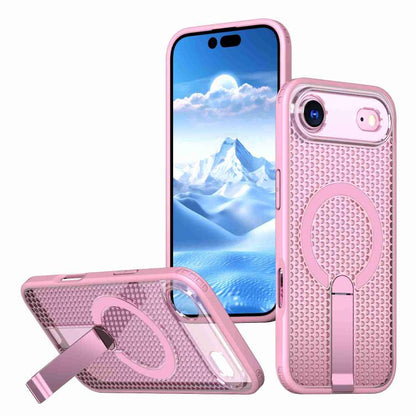 For iPhone Air kalebol Honeycomb Cooling MagSafe Holder Phone Case(Pink) by Kalebol