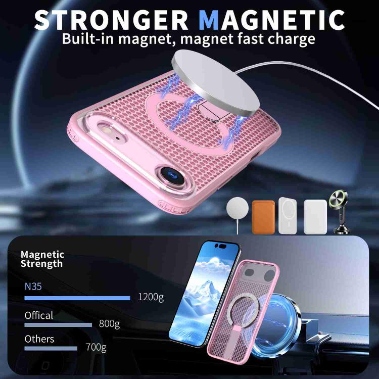 For iPhone Air kalebol Honeycomb Cooling MagSafe Holder Phone Case(Pink) by Kalebol