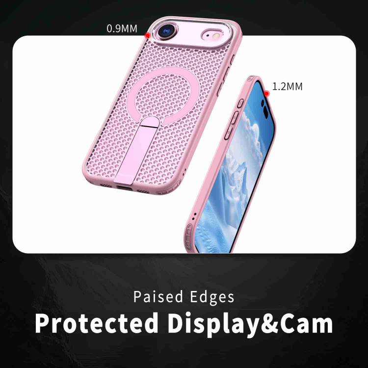 For iPhone Air kalebol Honeycomb Cooling MagSafe Holder Phone Case(Pink) by Kalebol