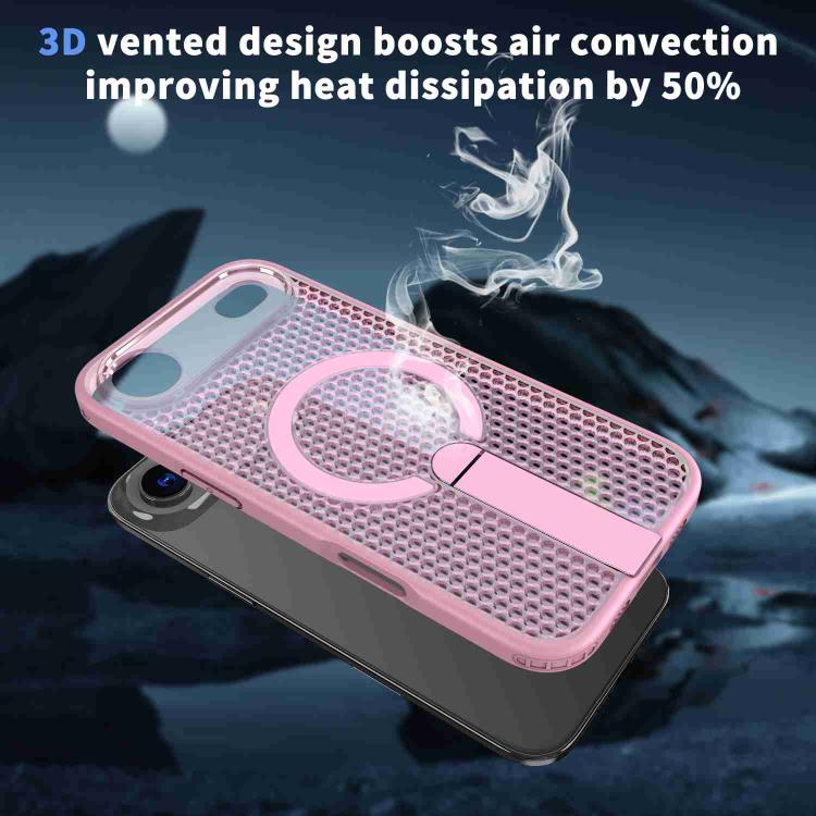 For iPhone Air kalebol Honeycomb Cooling MagSafe Holder Phone Case(Pink) by Kalebol