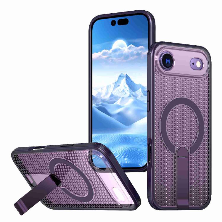 For iPhone Air kalebol Honeycomb Cooling MagSafe Holder Phone Case(Purple) by Kalebol