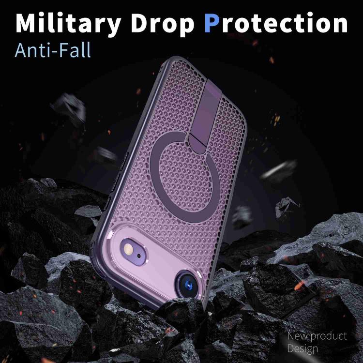 For iPhone Air kalebol Honeycomb Cooling MagSafe Holder Phone Case(Purple) by Kalebol