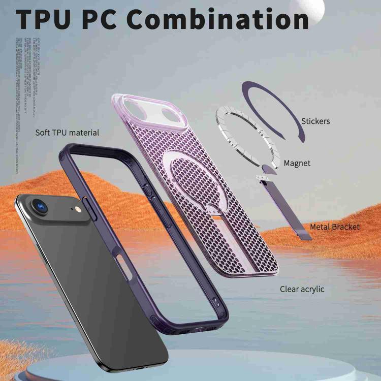 For iPhone Air kalebol Honeycomb Cooling MagSafe Holder Phone Case(Purple) by Kalebol