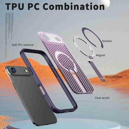 For iPhone Air kalebol Honeycomb Cooling MagSafe Holder Phone Case(Purple) by Kalebol