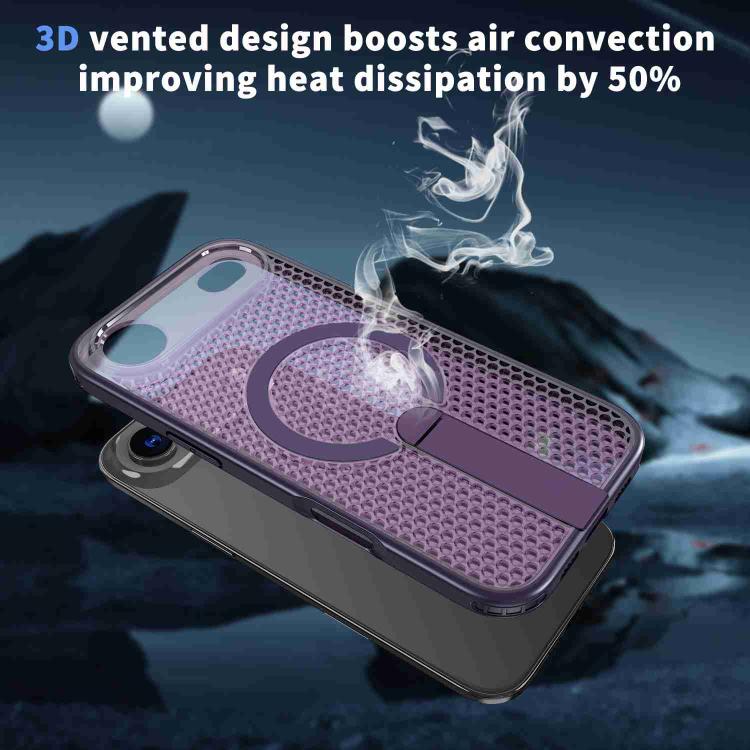 For iPhone Air kalebol Honeycomb Cooling MagSafe Holder Phone Case(Purple) by Kalebol