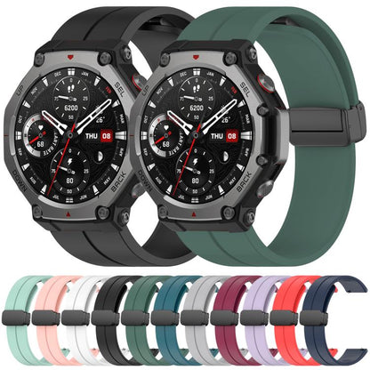 For Amazfit T-Rex 3 xDfind Flat Head Groove Folding Black Buckle Silicone Watch Band(Purple) by xDfind