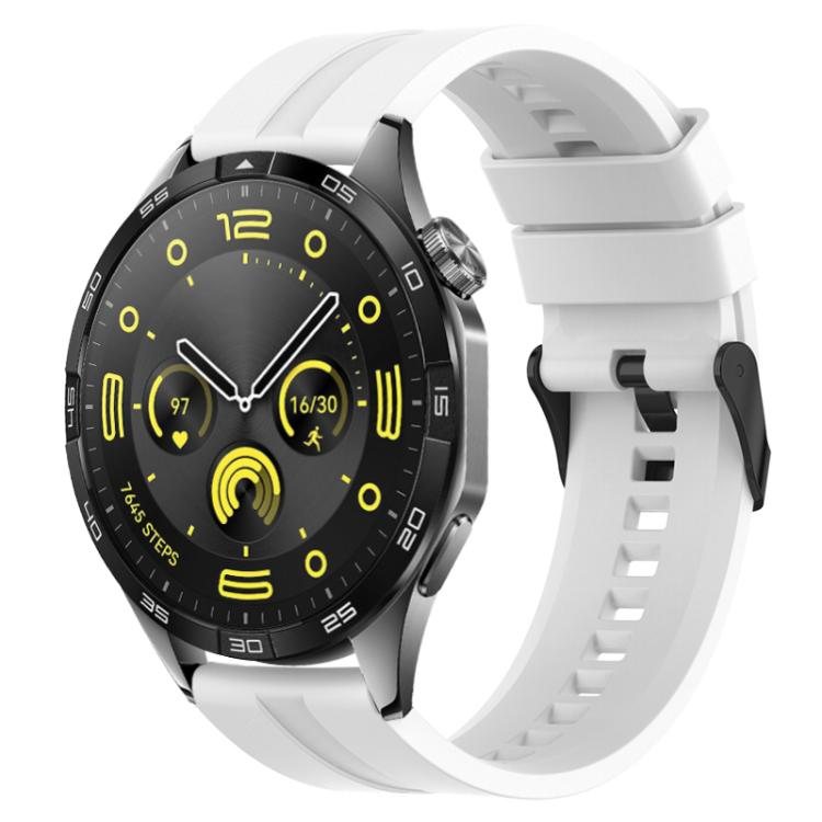 20mm For Amazfit Active 2 / GTS4 Mini xDfind Silicone Black Buckle Watch Band(White) by xDfind