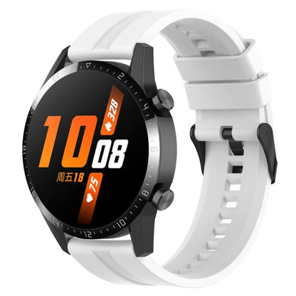 22mm For Huawei Watch GT5 / GT5 Pro xDfind Silicone Black Buckle Watch Band(White) by xDfind