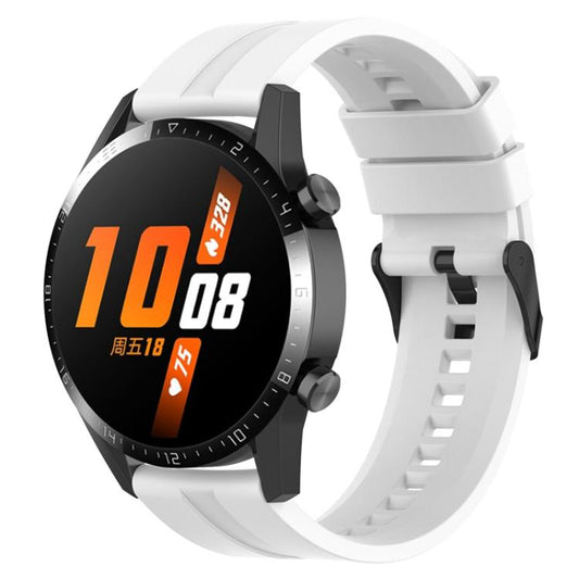 22mm For Huawei Watch GT5 / GT5 Pro xDfind Silicone Black Buckle Watch Band(White) by xDfind