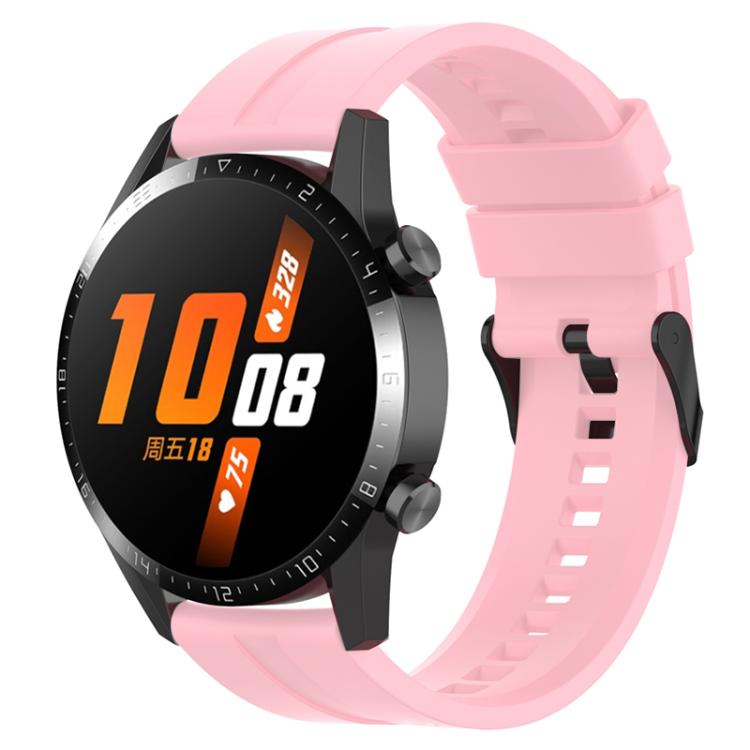 22mm For Huawei Watch GT5 / GT5 Pro xDfind Silicone Black Buckle Watch Band(Pink) by xDfind