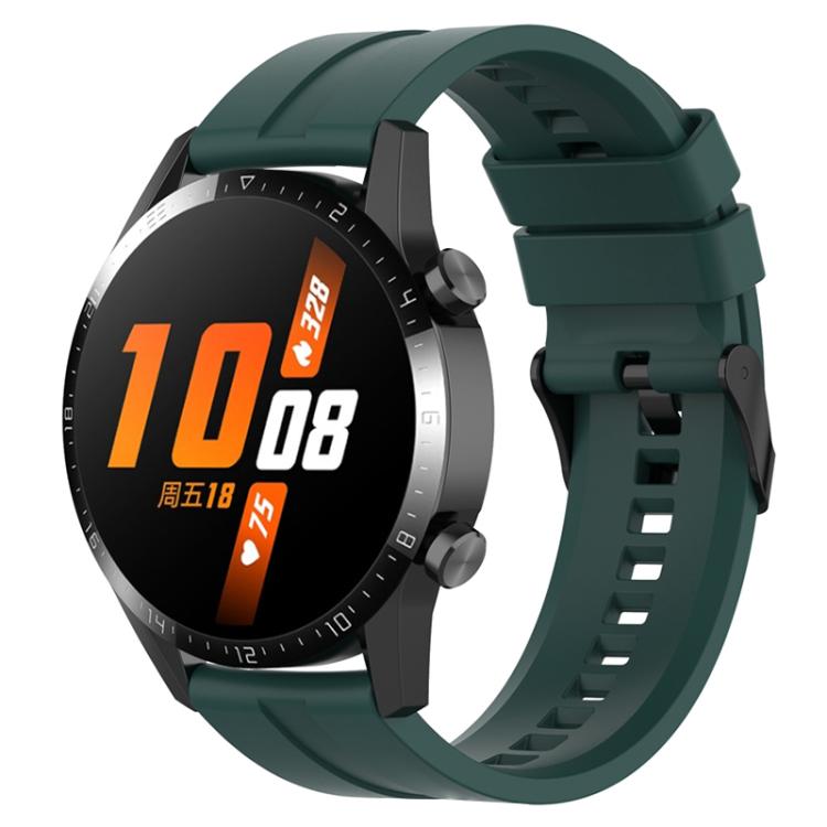 22mm For Huawei Watch GT5 / GT5 Pro xDfind Silicone Black Buckle Watch Band(Dark Green) by xDfind