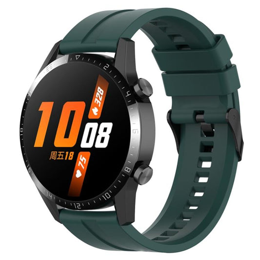 22mm For Huawei Watch GT5 / GT5 Pro xDfind Silicone Black Buckle Watch Band(Dark Green) by xDfind