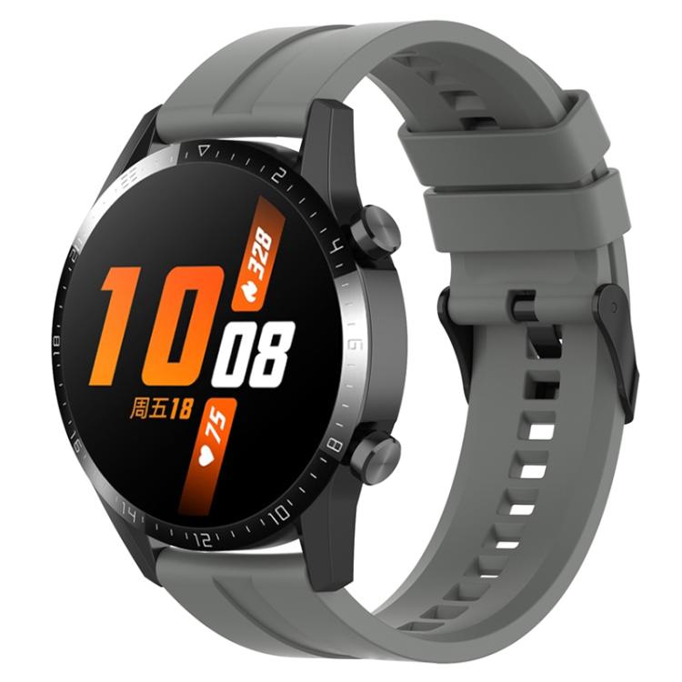 22mm For Huawei Watch GT5 / GT5 Pro xDfind Silicone Black Buckle Watch Band(Dark Grey) by xDfind
