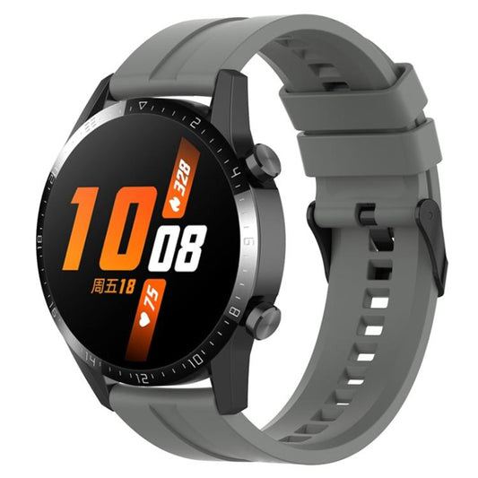 22mm For Huawei Watch GT5 / GT5 Pro xDfind Silicone Black Buckle Watch Band(Dark Grey) by xDfind