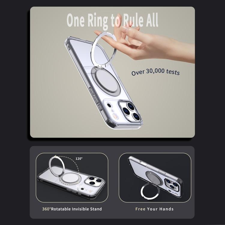 For iPhone 17 Pro Max Kalebol 360-degree Rotating MagSafe Magnetic Holder Phone Case(Transparent) by Kalebol