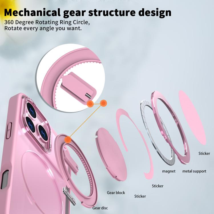 For iPhone 17 Pro Max Kalebol 360-degree Rotating MagSafe Magnetic Holder Phone Case(Pink) by Kalebol