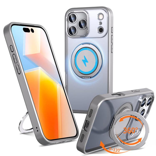 For iPhone 17 Pro Kalebol 360-degree Rotating MagSafe Magnetic Holder Phone Case(Titanium Grey) by Kalebol