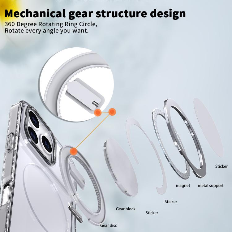 For iPhone 17 Pro Kalebol 360-degree Rotating MagSafe Magnetic Holder Phone Case(Transparent) by Kalebol