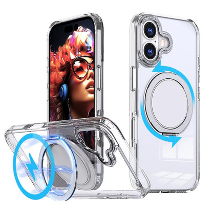 For iPhone 17 Kalebol 360-degree Rotating MagSafe Magnetic Holder Phone Case(Transparent) by Kalebol