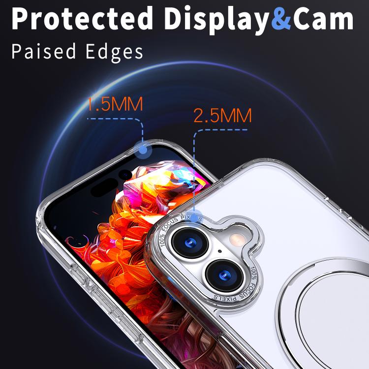 For iPhone 17 Kalebol 360-degree Rotating MagSafe Magnetic Holder Phone Case(Transparent) by Kalebol