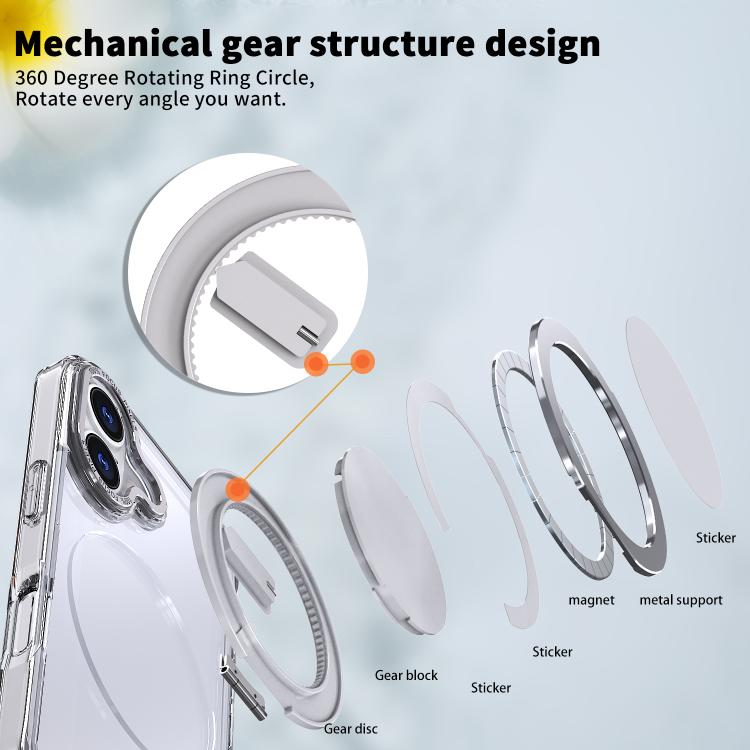 For iPhone 17 Kalebol 360-degree Rotating MagSafe Magnetic Holder Phone Case(Transparent) by Kalebol