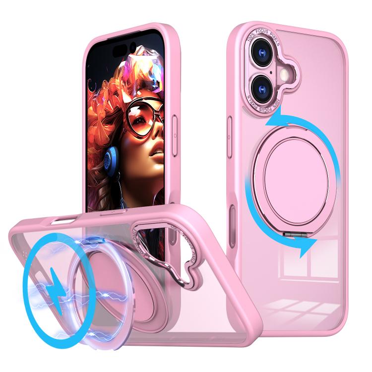 For iPhone 17 Kalebol 360-degree Rotating MagSafe Magnetic Holder Phone Case(Pink) by Kalebol