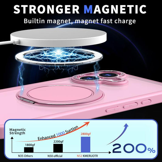 For iPhone 17 Kalebol 360-degree Rotating MagSafe Magnetic Holder Phone Case(Pink) by Kalebol