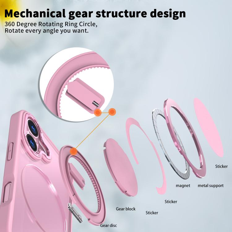 For iPhone 17 Kalebol 360-degree Rotating MagSafe Magnetic Holder Phone Case(Pink) by Kalebol