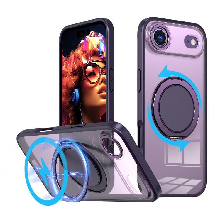 For iPhone Air Kalebol 360-degree Rotating MagSafe Magnetic Holder Phone Case(Purple) by Kalebol