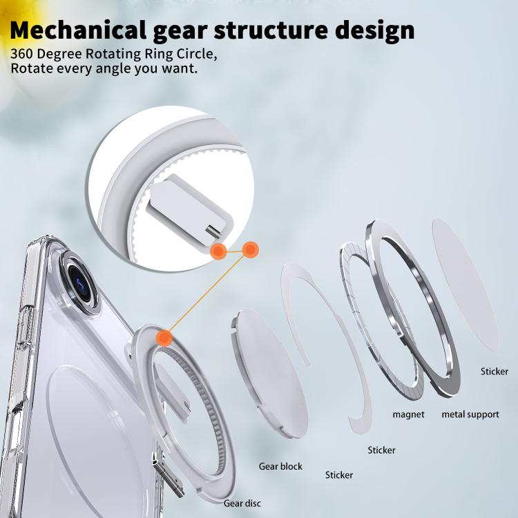 For iPhone Air Kalebol 360-degree Rotating MagSafe Magnetic Holder Phone Case(Transparent) by Kalebol