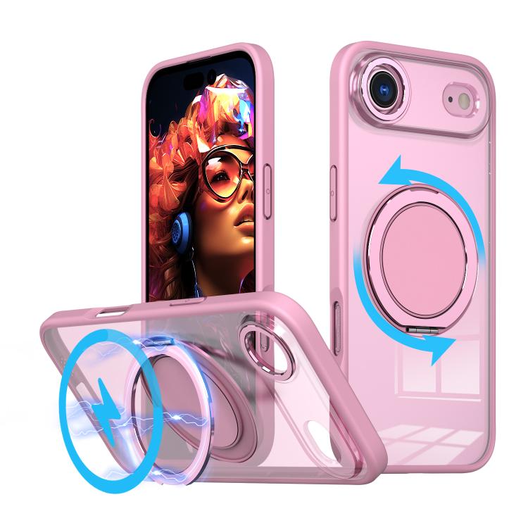 For iPhone Air Kalebol 360-degree Rotating MagSafe Magnetic Holder Phone Case(Pink) by Kalebol