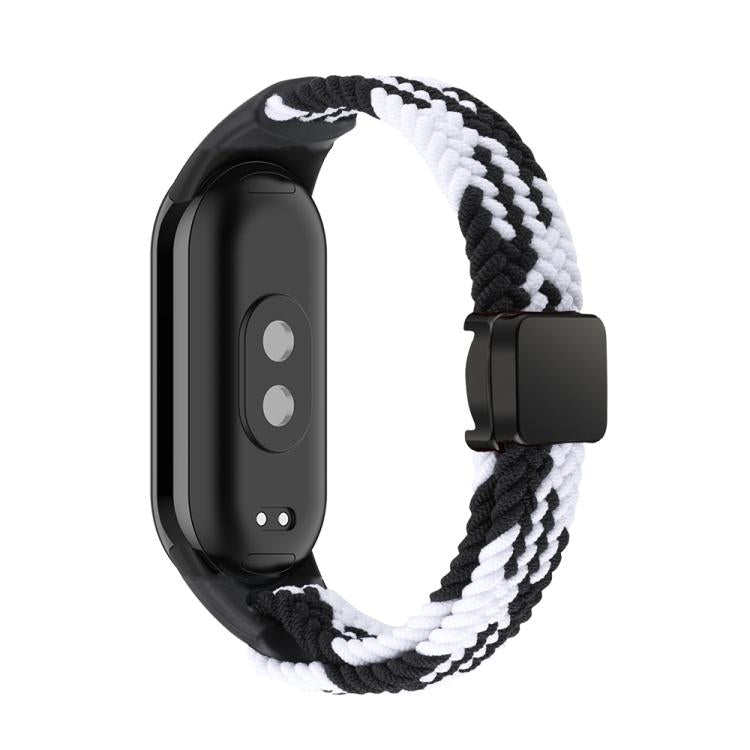 For Xiaomi Smart Band 10 / 9 / 8 xDfind Nylon Braided Loop Magnetic Buckle Watch Band(Black White) by xDfind