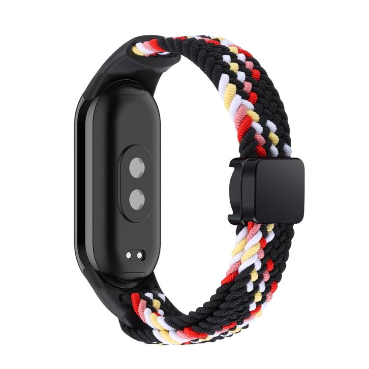 For Xiaomi Smart Band 10 / 9 / 8 xDfind Nylon Braided Loop Magnetic Buckle Watch Band(Black Rainbow) by xDfind