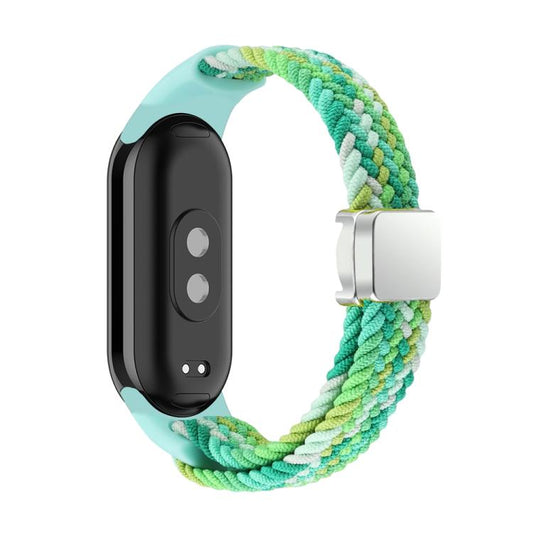 For Xiaomi Smart Band 10 / 9 / 8 xDfind Nylon Braided Loop Magnetic Buckle Watch Band(Colorful Green) by xDfind