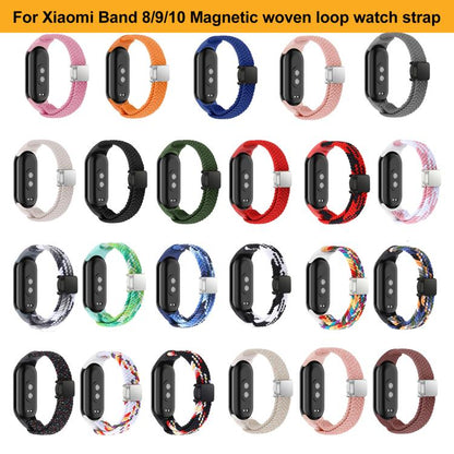 For Xiaomi Smart Band 10 / 9 / 8 xDfind Nylon Braided Loop Magnetic Buckle Watch Band(Rainbow) by xDfind