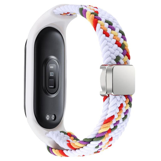 For Xiaomi Mi Band 7 / 6 / 5 / 4 / 3 xDfind Watch Cover Integrated Braided Loop Magnetic Buckle Watch Band(White Rainbow) by xDfind