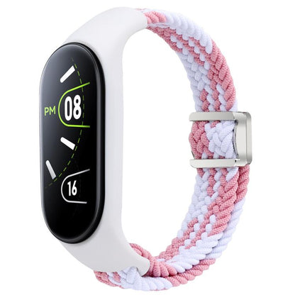 For Xiaomi Mi Band 7 / 6 / 5 / 4 / 3 xDfind Watch Cover Integrated Braided Loop Magnetic Buckle Watch Band(Pink White) by xDfind
