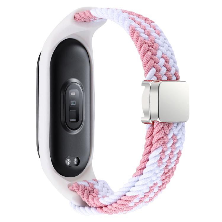 For Xiaomi Mi Band 7 / 6 / 5 / 4 / 3 xDfind Watch Cover Integrated Braided Loop Magnetic Buckle Watch Band(Pink White) by xDfind