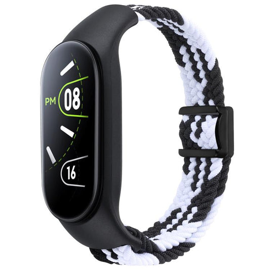 For Xiaomi Mi Band 7 / 6 / 5 / 4 / 3 xDfind Watch Cover Integrated Braided Loop Magnetic Buckle Watch Band(Black White) by xDfind