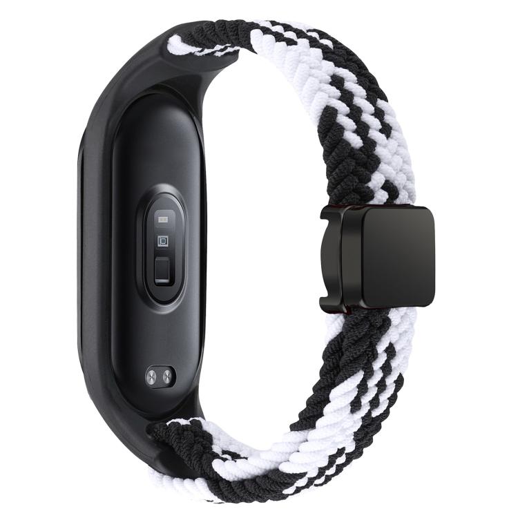 For Xiaomi Mi Band 7 / 6 / 5 / 4 / 3 xDfind Watch Cover Integrated Braided Loop Magnetic Buckle Watch Band(Black White) by xDfind