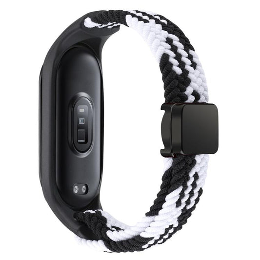 For Xiaomi Mi Band 7 / 6 / 5 / 4 / 3 xDfind Watch Cover Integrated Braided Loop Magnetic Buckle Watch Band(Black White) by xDfind