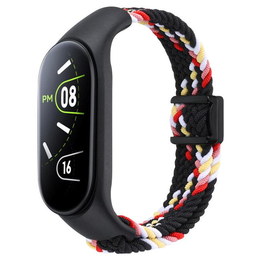 For Xiaomi Mi Band 7 / 6 / 5 / 4 / 3 xDfind Watch Cover Integrated Braided Loop Magnetic Buckle Watch Band(Black Rainbow) by xDfind