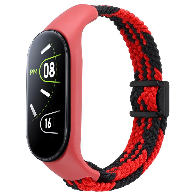 For Xiaomi Mi Band 7 / 6 / 5 / 4 / 3 xDfind Watch Cover Integrated Braided Loop Magnetic Buckle Watch Band(Red Black) by xDfind