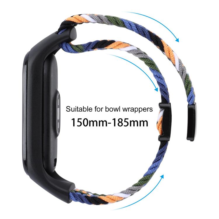 For Xiaomi Mi Band 7 / 6 / 5 / 4 / 3 xDfind Watch Cover Integrated Braided Loop Magnetic Buckle Watch Band(White Rainbow) by xDfind