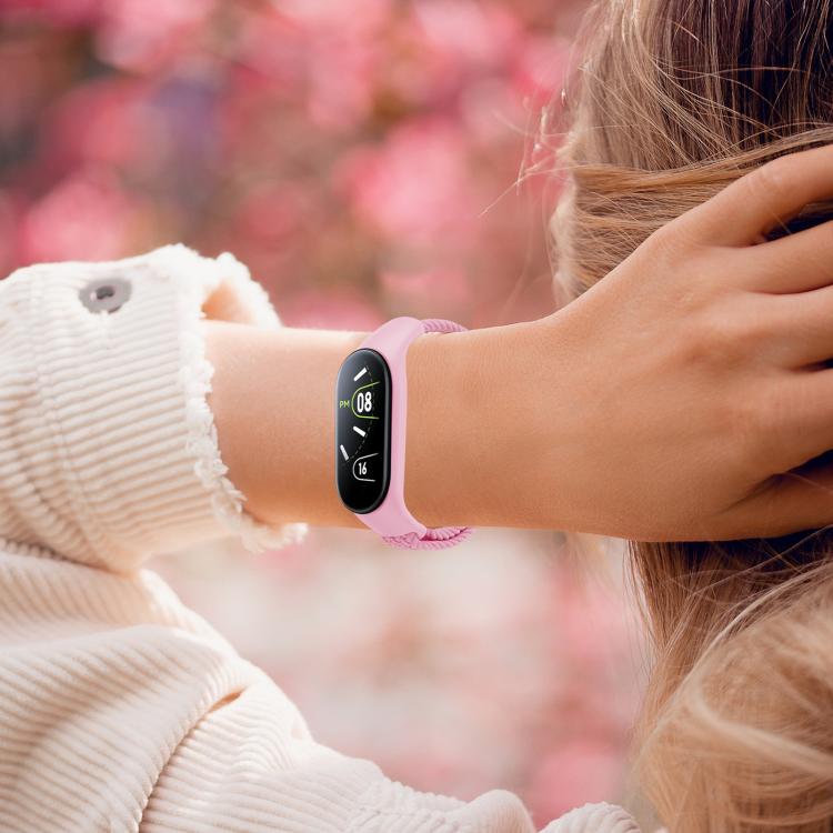 For Xiaomi Mi Band 7 / 6 / 5 / 4 / 3 xDfind Watch Cover Integrated Braided Loop Magnetic Buckle Watch Band(Pink Sand) by xDfind