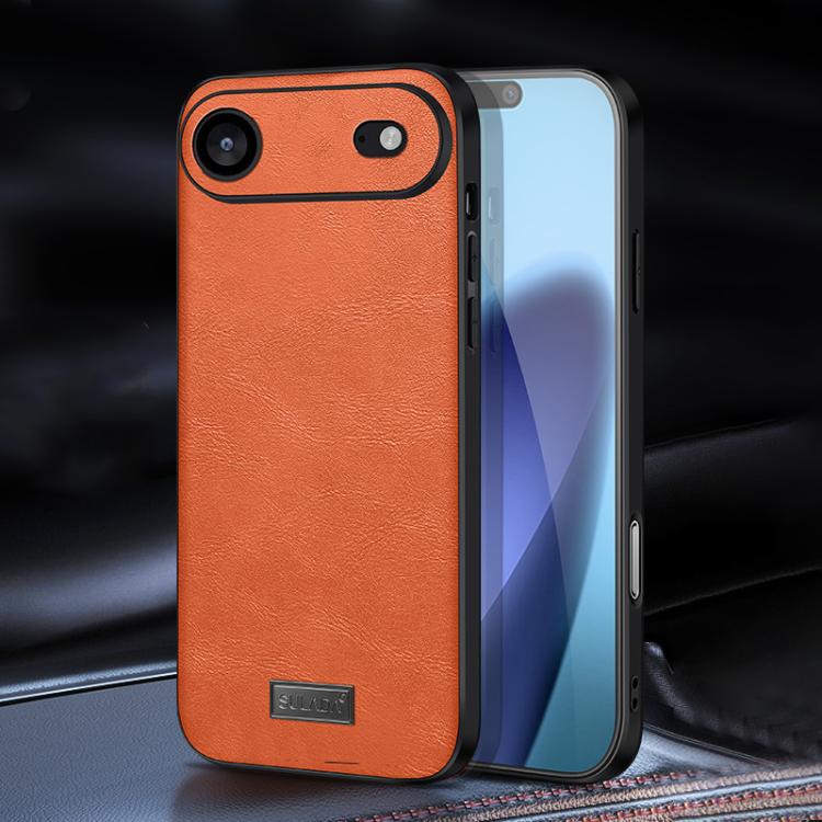 For iPhone Air SULADA Shockproof TPU Hybrid Handmade Leather Phone Case(Orange) by SULADA