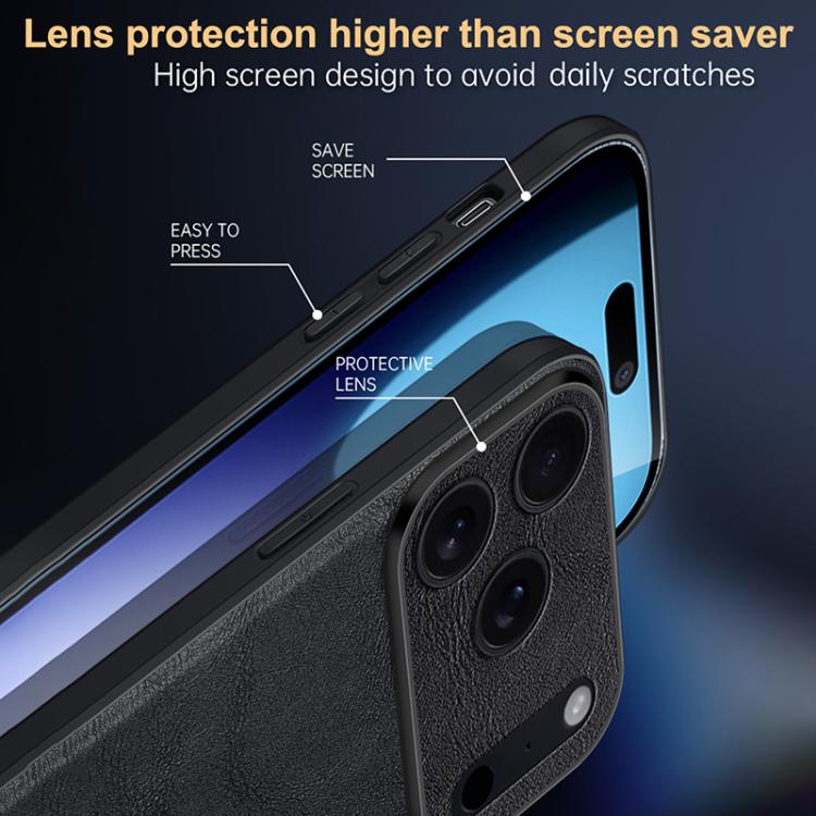 For iPhone 17 Pro Max SULADA Shockproof TPU Hybrid Handmade Leather Phone Case(Blue) by SULADA