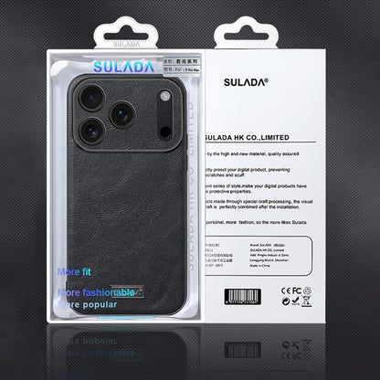 For iPhone 17 Pro Max SULADA Shockproof TPU Hybrid Handmade Leather Phone Case(Blue) by SULADA